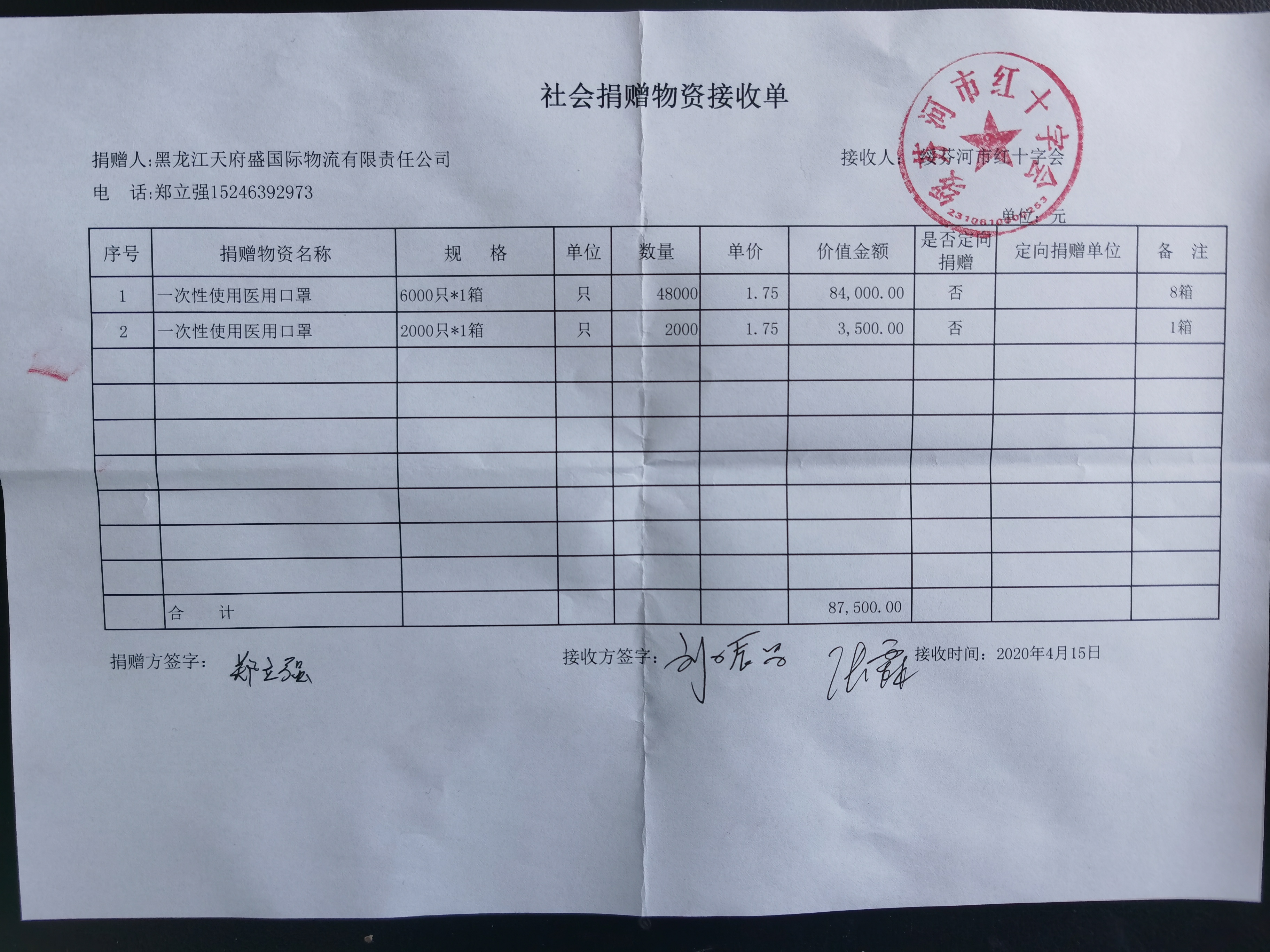 抗擊疫情-向綏芬河紅十字會(huì)捐贈(zèng)醫(yī)用口罩